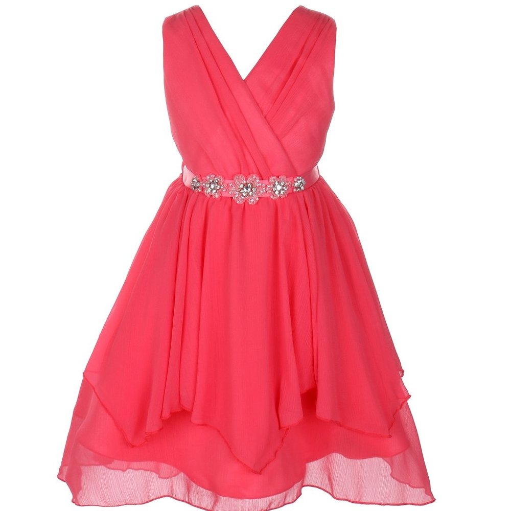 Girl Chiffon V Neck Casual Daily Wear Easter Party Holiday Flower Girl Dress New